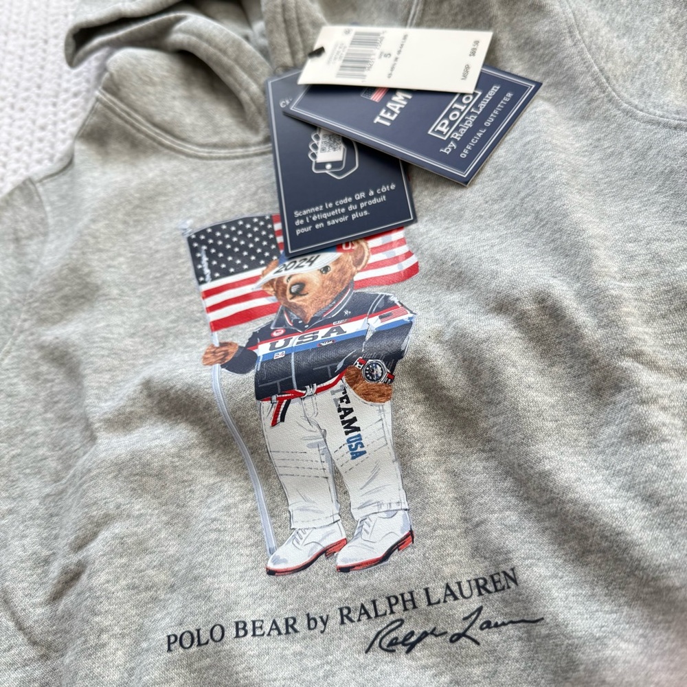 Polo Ralph Lauren Team USA Kids Bear Hoodie - Picture 3 of 8